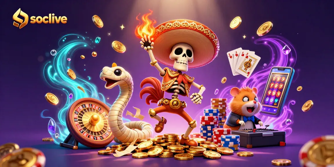 Experience socolive's lively celebration with vibrant characters and gambling elements.