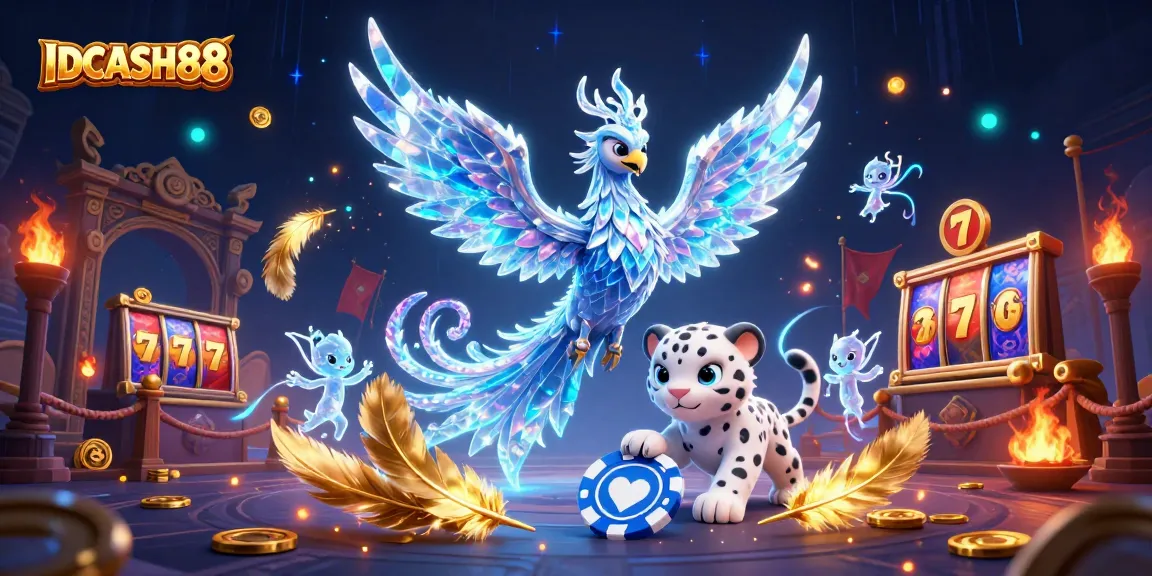 Experience the vibrant world of IDCASH88 with a phoenix and interactive gaming elements.