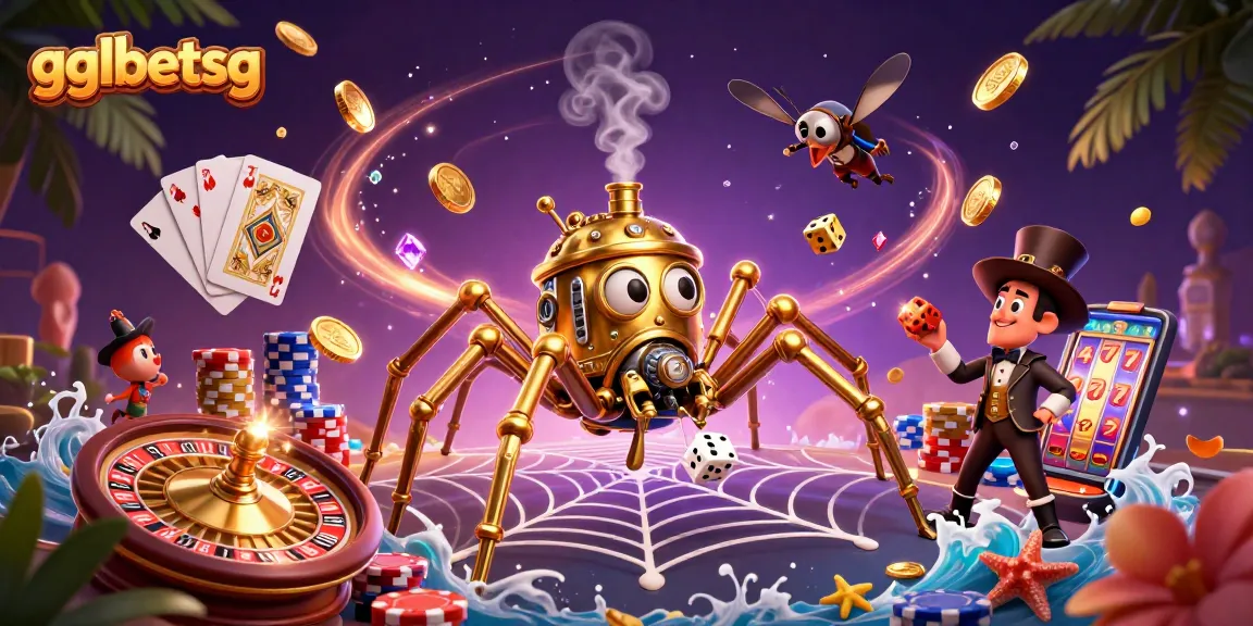 Experience thrilling gaming with gglbetsg featuring a steampunk spider and vibrant casino elements.