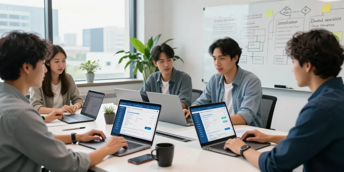 Team collaborating on an innovative age verification system in a tech office, showcasing modern software solutions.