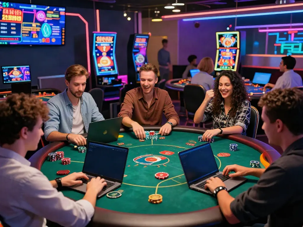 Players enjoying an online game session at visa casinos with vibrant graphics and interactive displays