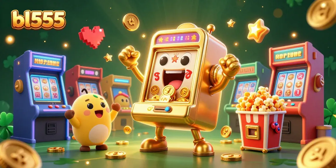 Experience the thrill of winning at bl555 with a cheerful 3D slot machine celebrating a jackpot.