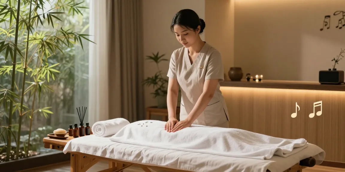 Explore 광명출장안마 with a soothing massage setup in a tranquil wellness center, highlighting calming ambiance and relaxation.