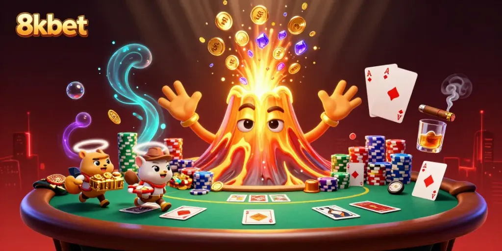 Win big with 8xbet at the thrilling poker game, featuring treasure-filled elements and dynamic casino action.