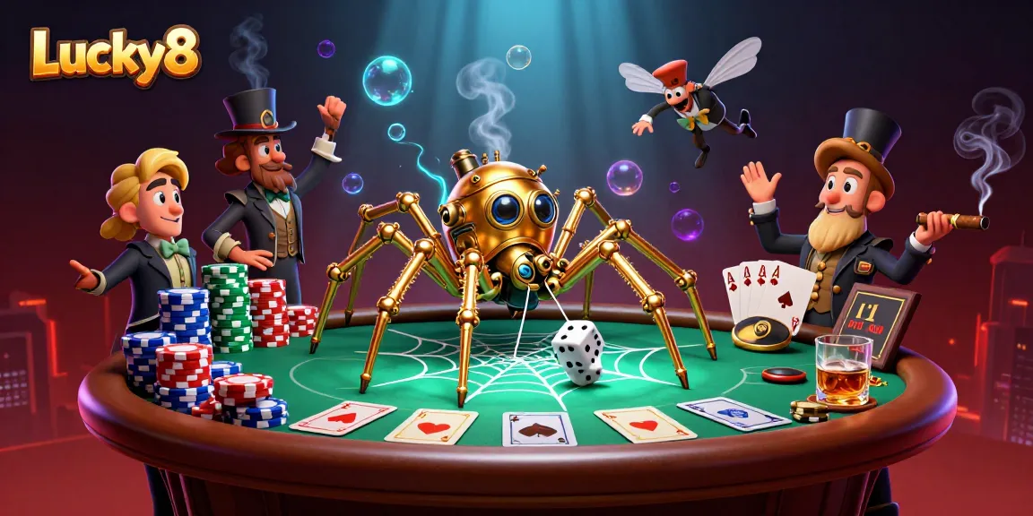 Experience the thrill of making winning bets with Lucky8 in this steampunk casino scene.