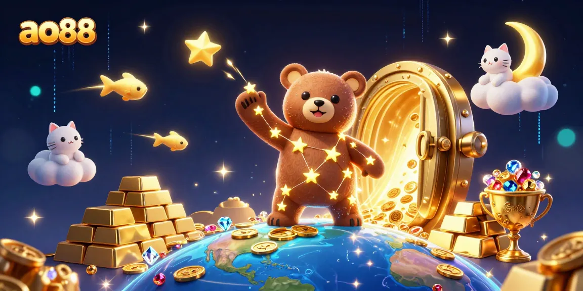 Engage with ao88's thrilling gaming experience, collecting coins amidst dazzling treasures.