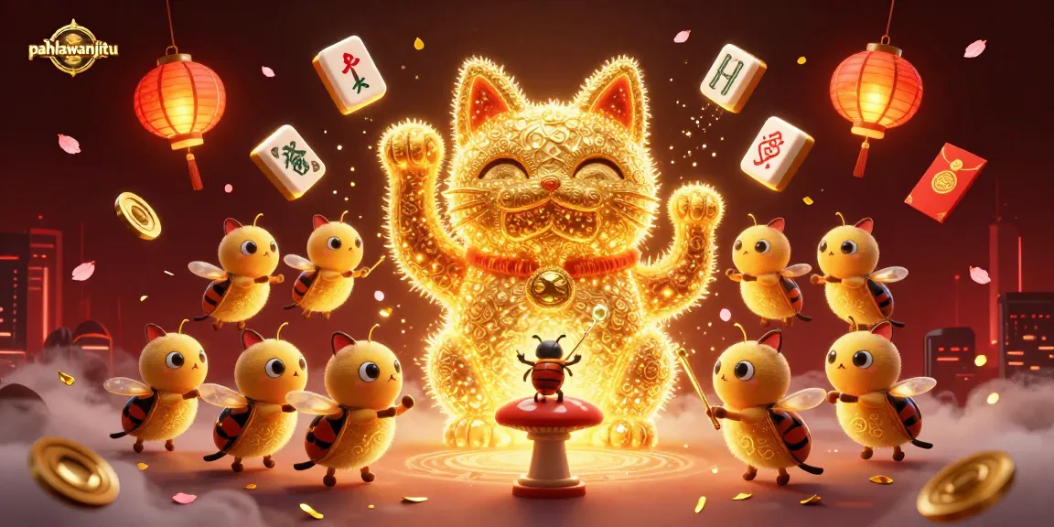 Pahlawanjitu showcases a dynamic casino scene with lucky cat and vibrant elements like fireworks and lanterns.