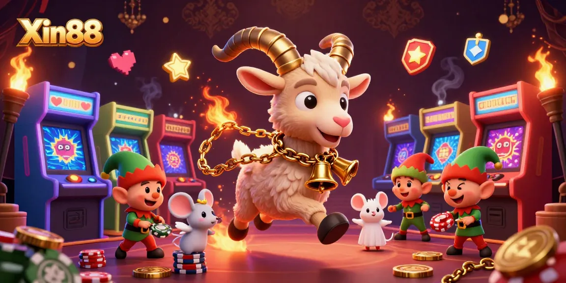 Xin88 engages players in a lively casino scene with festive characters and vibrant gaming elements.