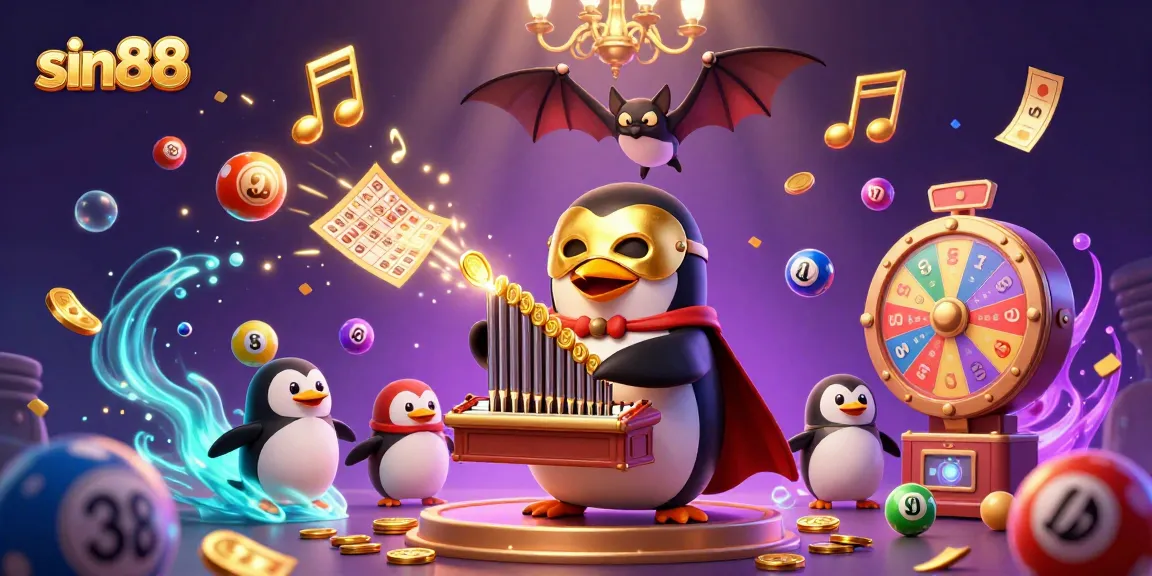 Experience thrilling games at sin88 with exciting lottery and casino action illustrated in vibrant detail.
