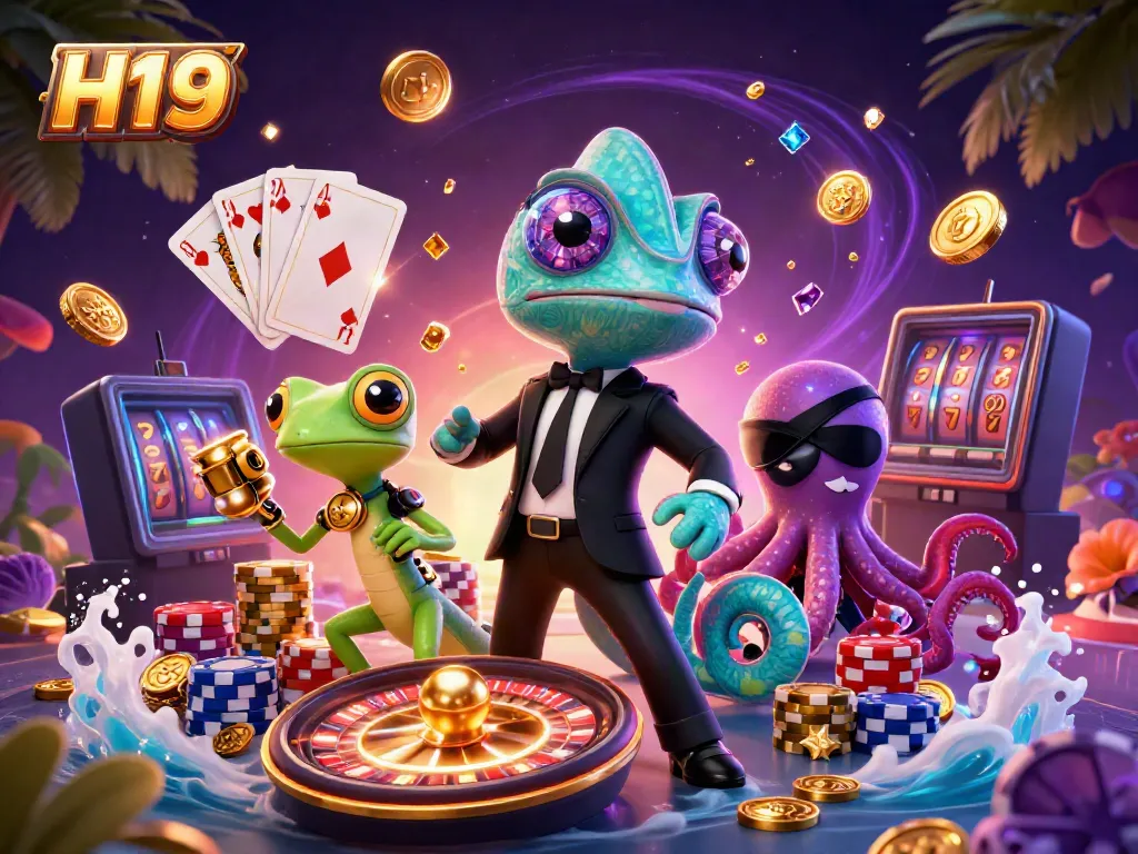 Experience thrilling gameplay at H19 with vibrant casino elements and dynamic characters in action.