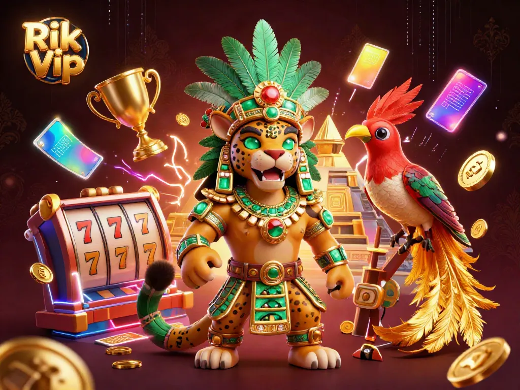 Engage in thrilling gameplay with Rik Vip featuring dynamic gambling elements in a vibrant casino scene.