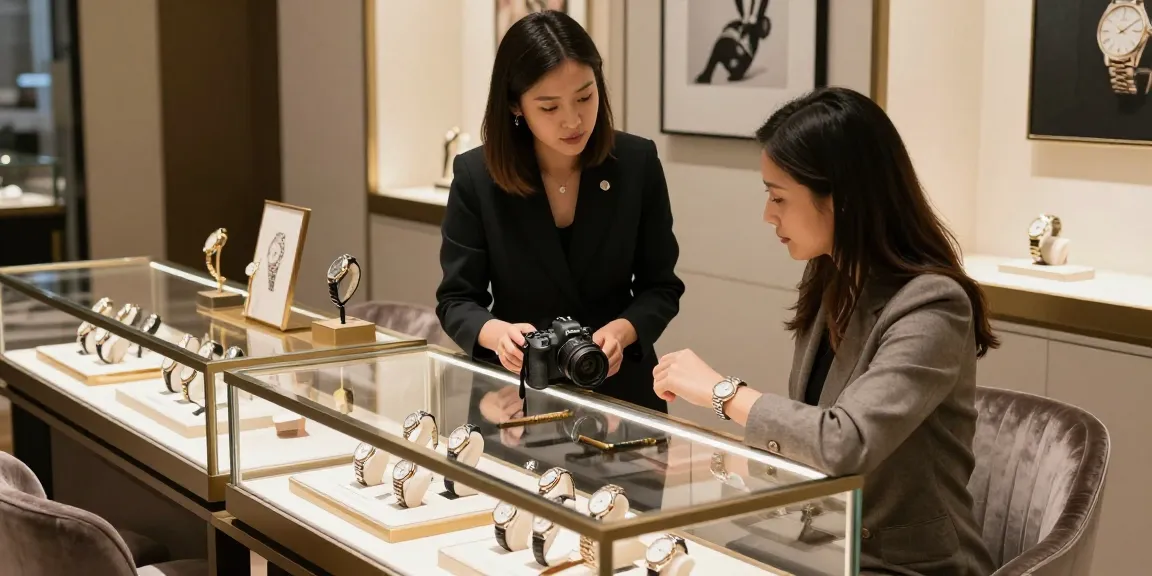 Showcase of premium replica watches in upscale boutique highlighting luxury craftsmanship.