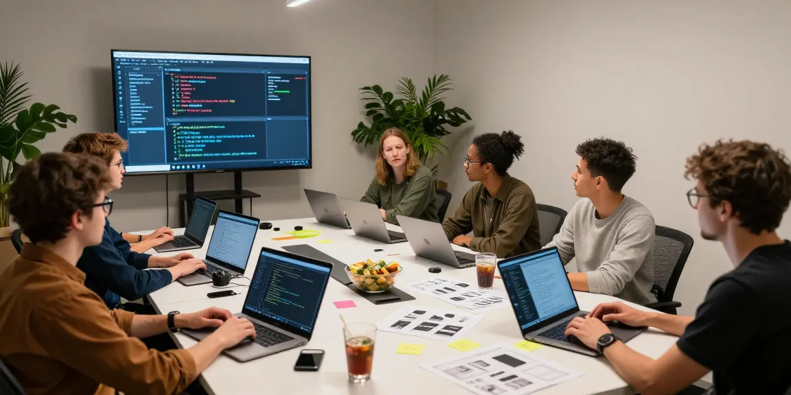 Team collaboration at telegramin-cn.com workspace, innovative software development setup.