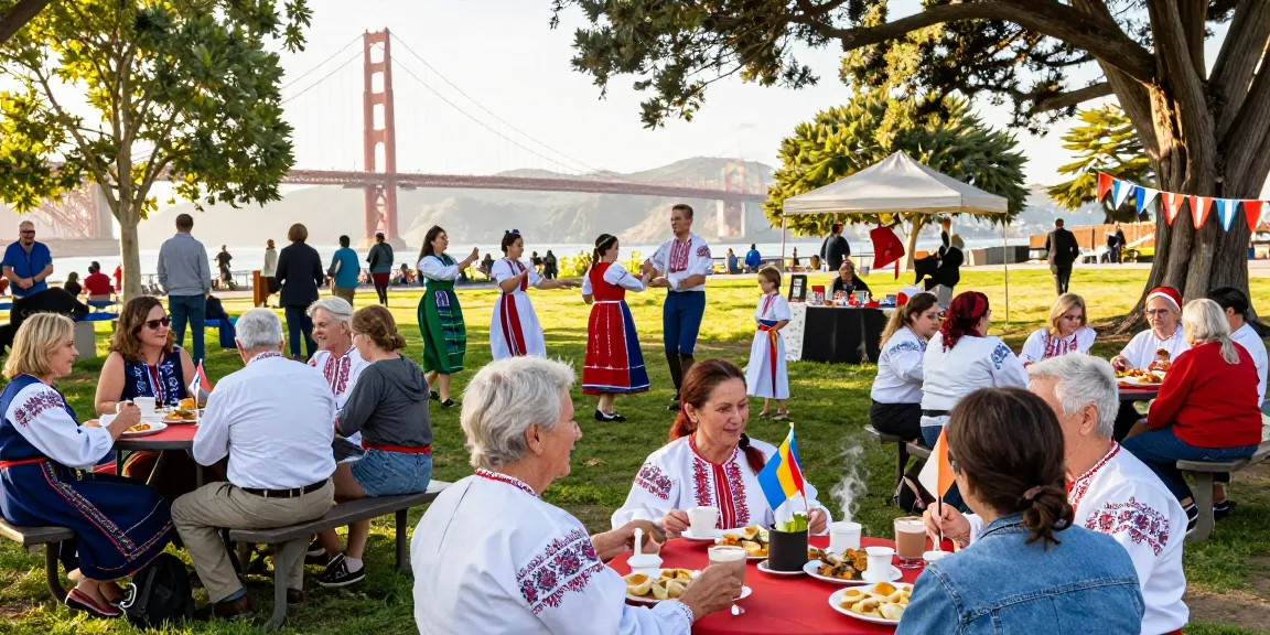 Polish community in San Francisco celebrating at park festival, vibrant atmosphere at https://www.sfpol.com/