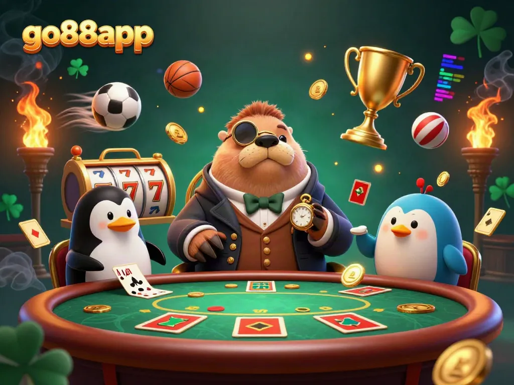 Experience thrilling gameplay at go88app with an underwater poker scene featuring whimsical sea creatures and casino elements.