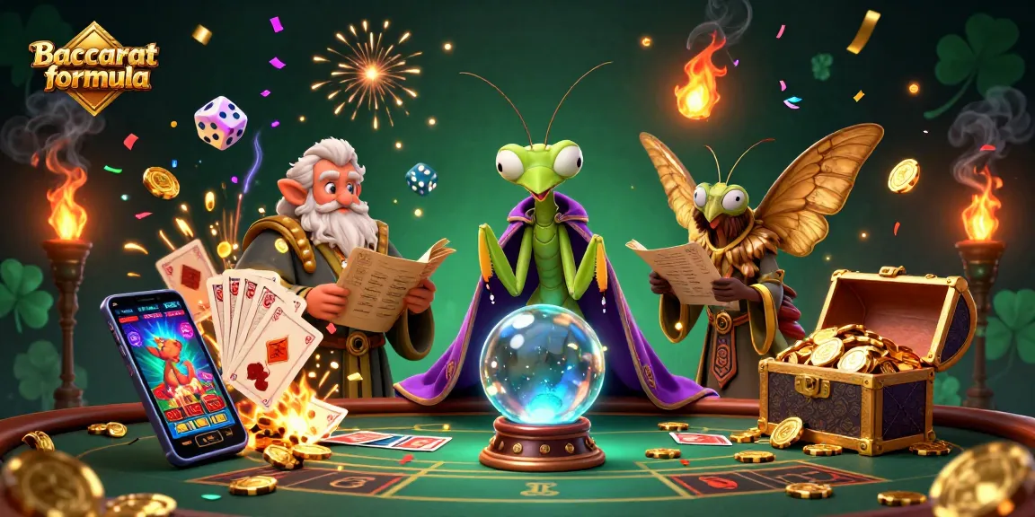 Experience the Baccarat formula in a vibrant 3D scene of fortune tellers and baccarat excitement.