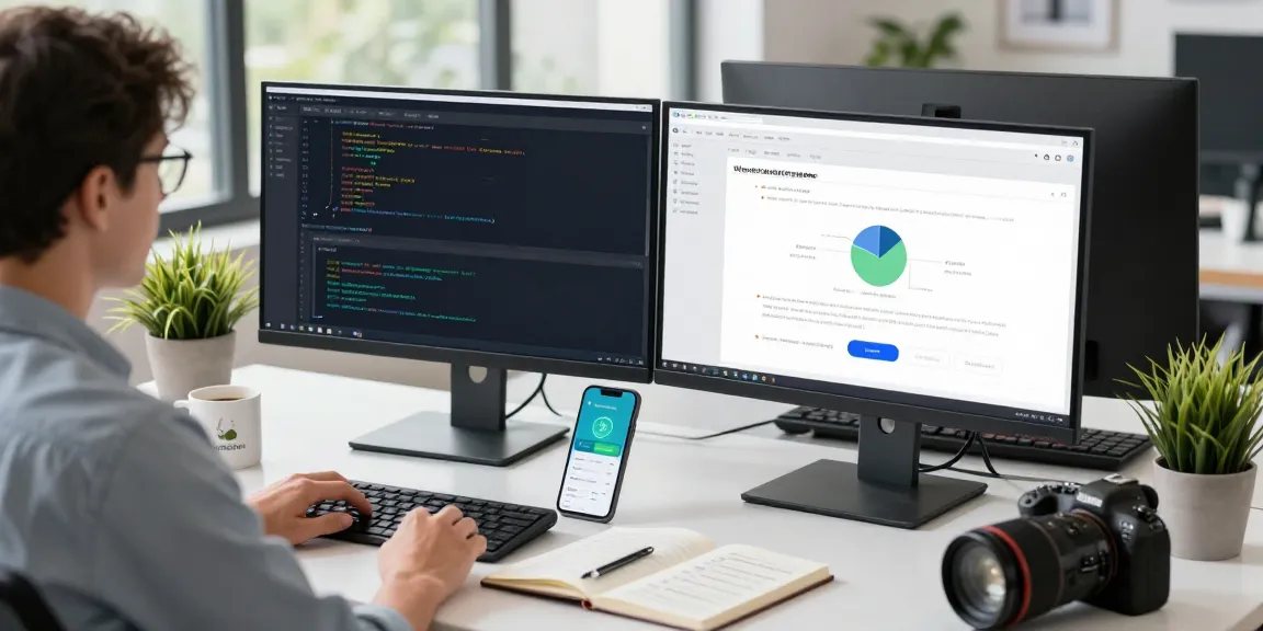 Network optimization with 快连 in a modern tech workspace with dual monitors and analytics