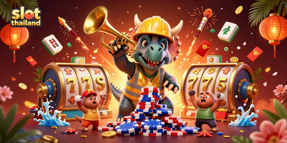 Experience the excitement of slot thailand with vibrant characters celebrating jackpot moments!