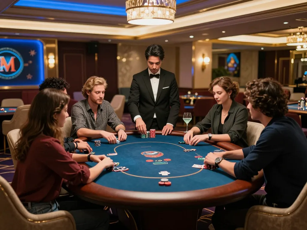 MM88's exclusive poker table invites players to engage in high-stakes strategy with a luxurious setting.