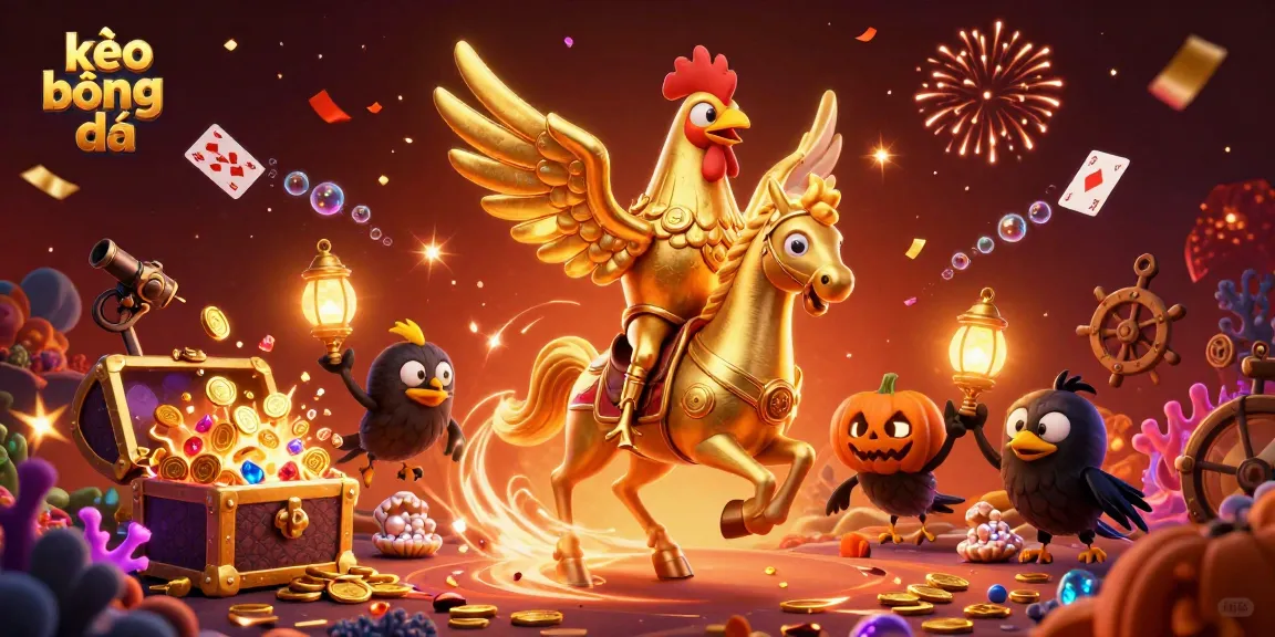 Experience kèo bóng đá excitement with vivid casino characters amidst dynamic action and golden treasures.