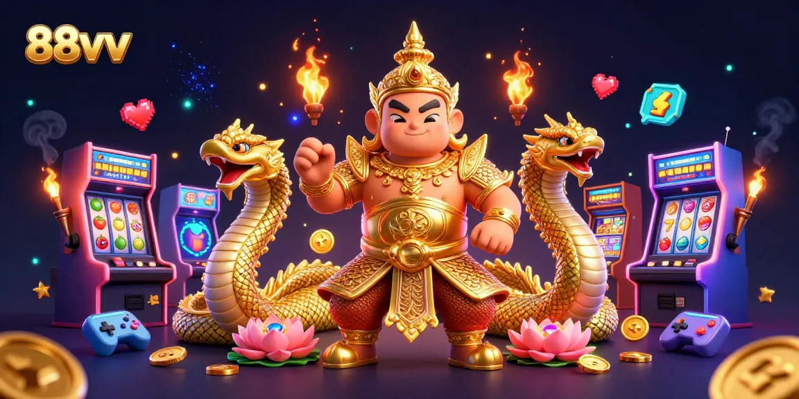 Engage with exciting games at 88vv casino featuring thrilling slot machines, vibrant characters, and dynamic gaming elements.