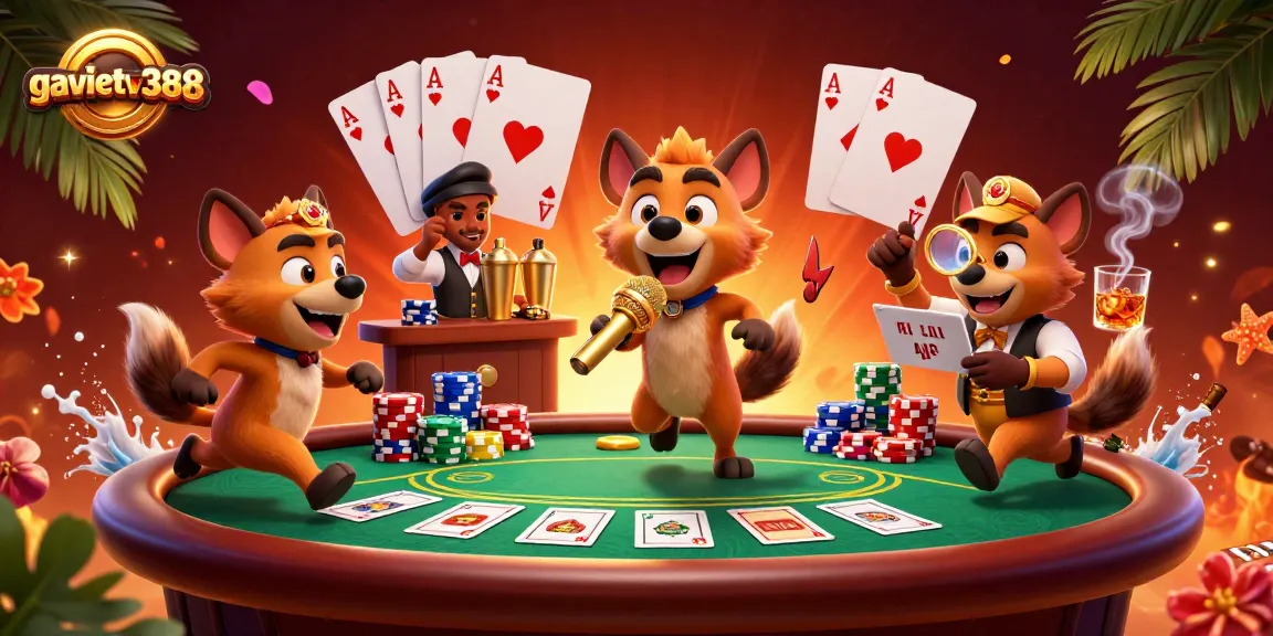Experience thrilling gameplay at gavietsv388 with lively hyenas in a vibrant casino setting.