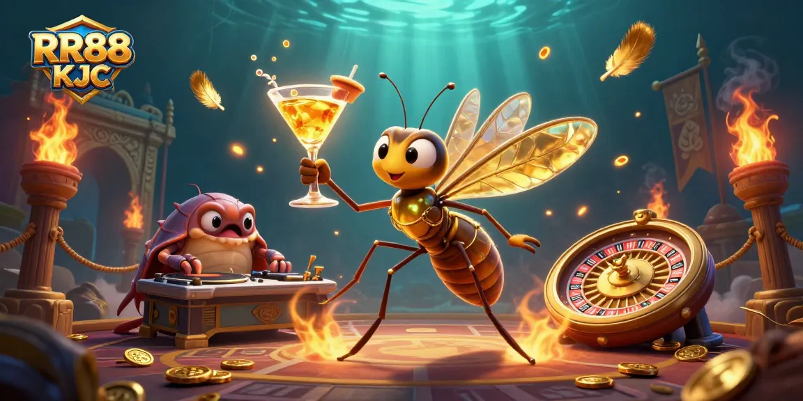 Engage in exciting gameplay with RR88 KJC featuring a unique 3D casino mascot and vibrant casino elements.