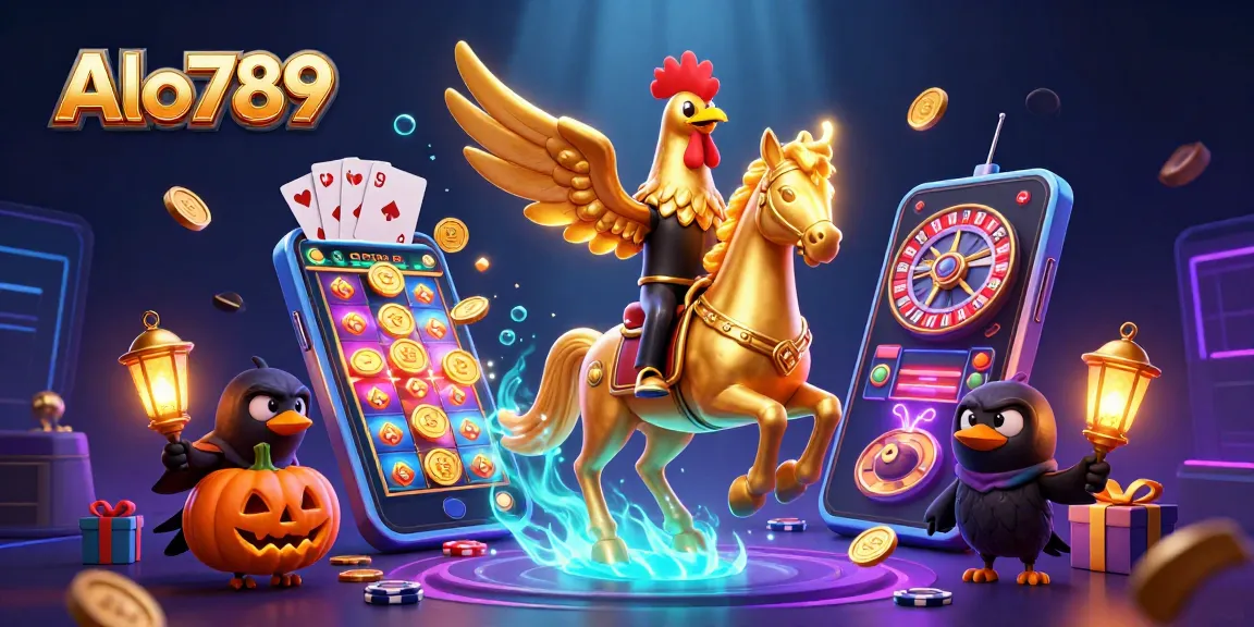 Alo789 offers engaging gameplay with the dynamic golden rooster in a vibrant casino scene.