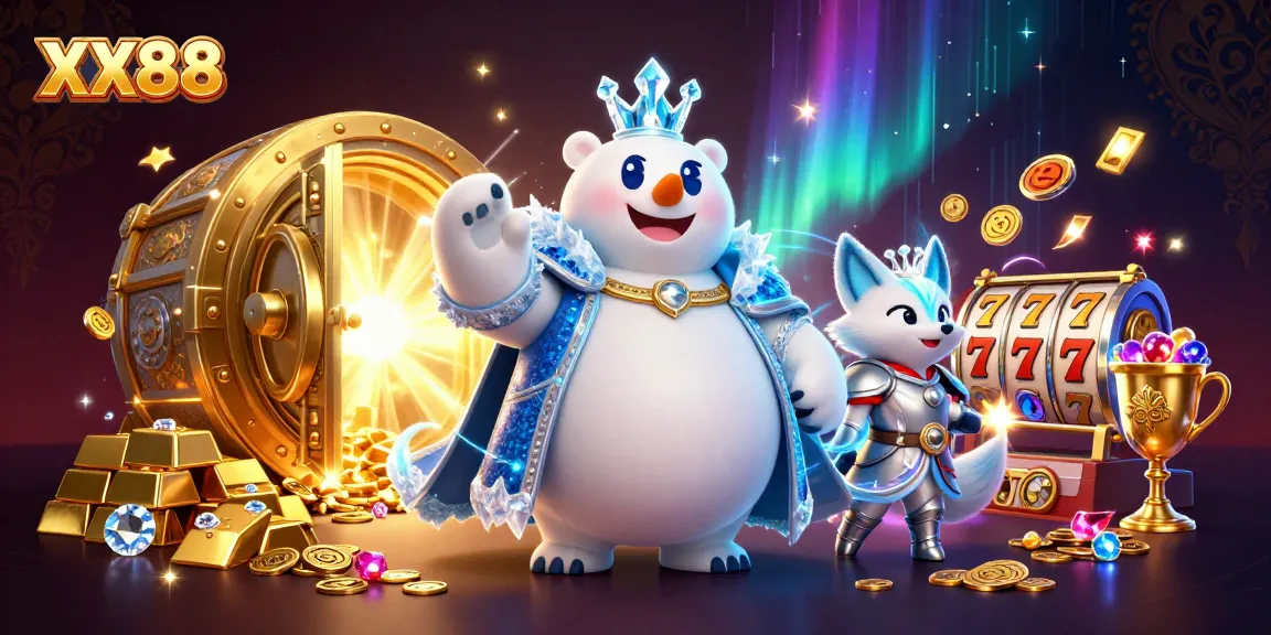Experience thrilling gameplay with XX88's vibrant casino-themed character illustration featuring treasure and excitement.