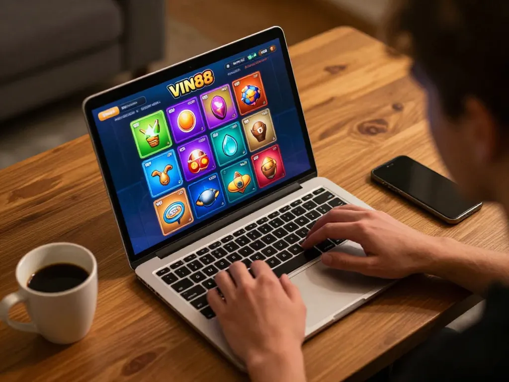 VIN88 online casino gaming session illustrating user engagement with vibrant gameplay interface