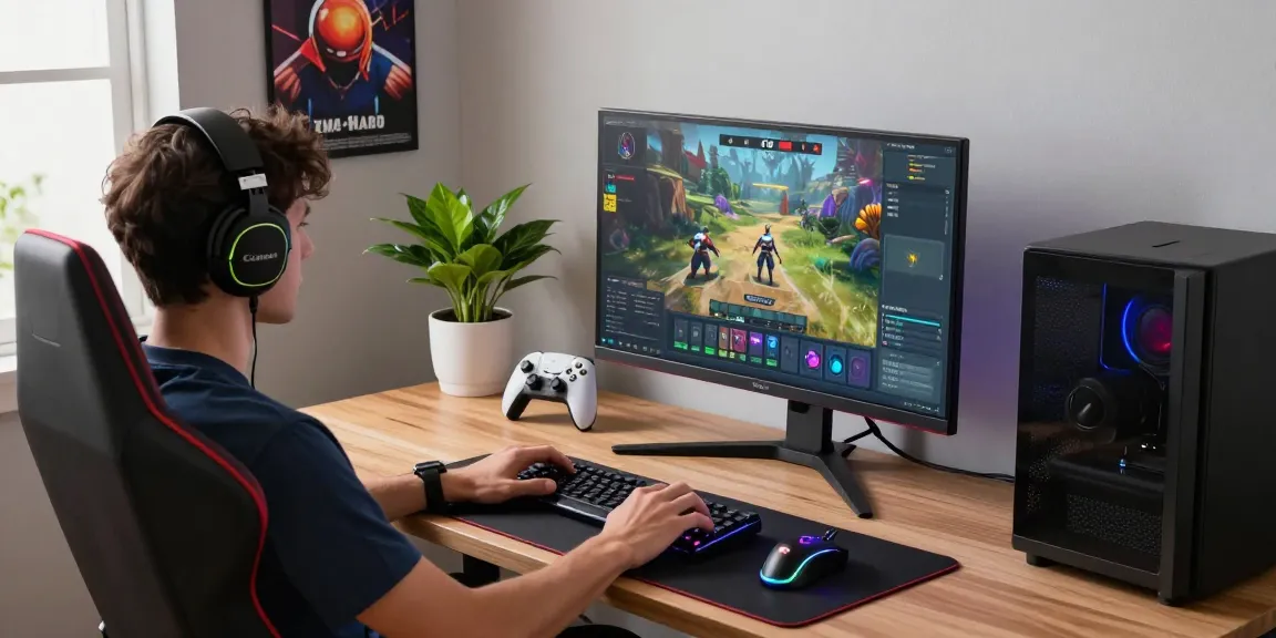 High-quality gaming setup with keyboard and headset from https://rokok88.jp.net, showcasing ergonomic design and vibrant colors.