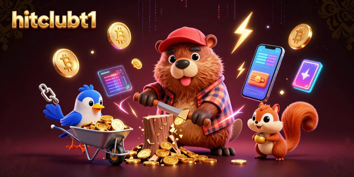 Engage with hitclubt1's exciting gaming and crypto elements showcased in a vibrant 3D illustration.