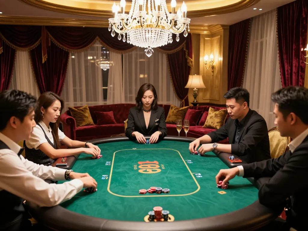 lc88 vip players enjoying exclusive poker game in luxurious high-roller room.