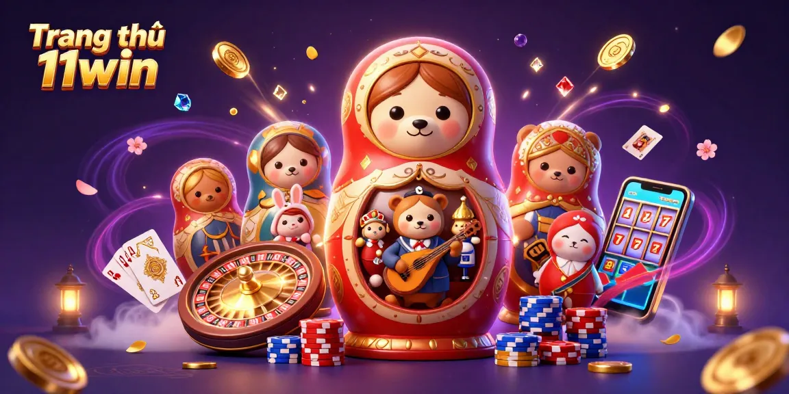 Engage with Trang chủ 11win as playful bears unveil vibrant casino elements in a dazzling 3D scene.