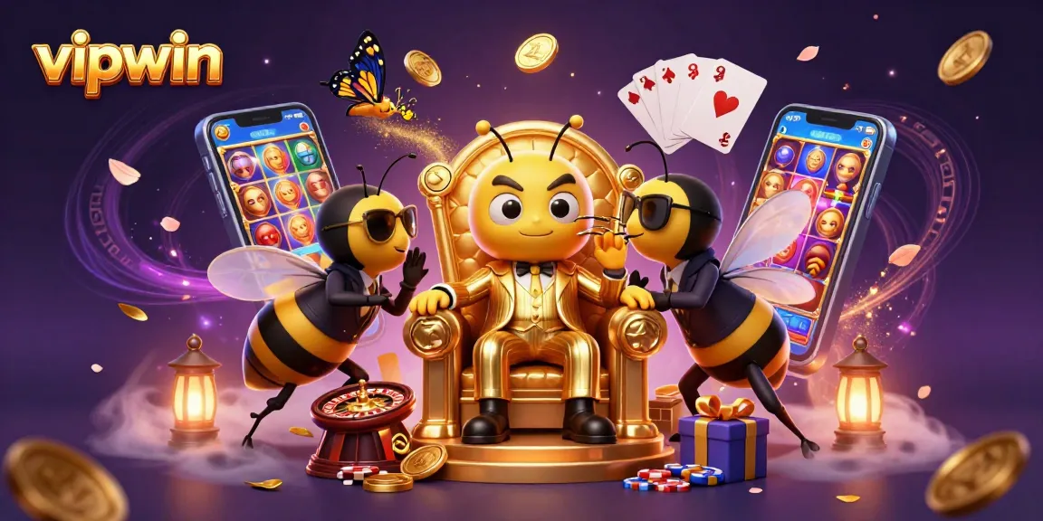 Experience the excitement at vipwin with a thrilling casino scene featuring animated characters, games, and rich visuals.