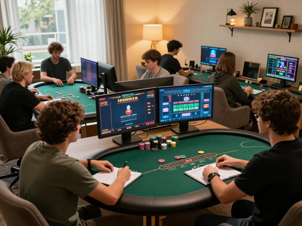Engaging poker action on 688v platform with players calculating bets and using strategies.