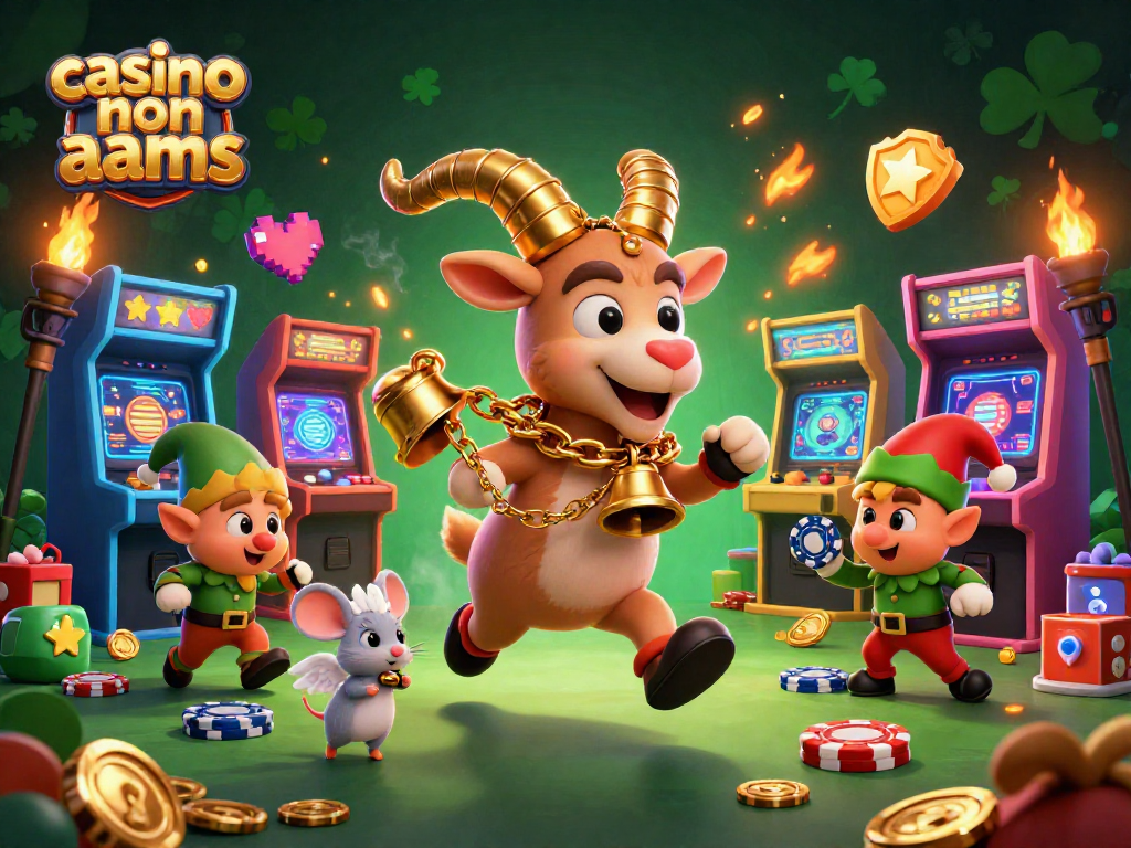 Il casino non AAMS mostra un Krampus giocoso e una scena frenetica di gioco d'azzardo con ladri di fiches.