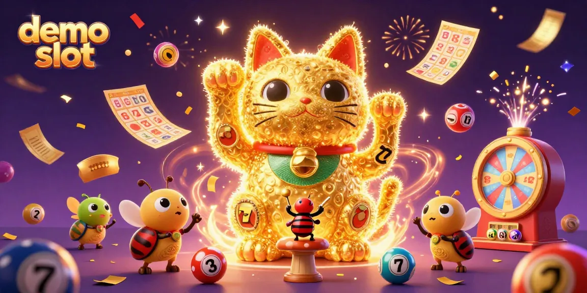 Spin the reels in this vibrant demo slot illustration featuring lucky symbols and dynamic gameplay.