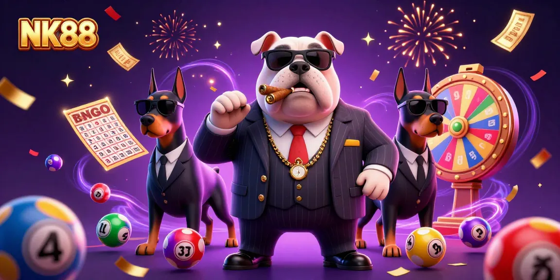 Experience the excitement of NK88 with a mafia boss bulldog and dynamic lottery games.