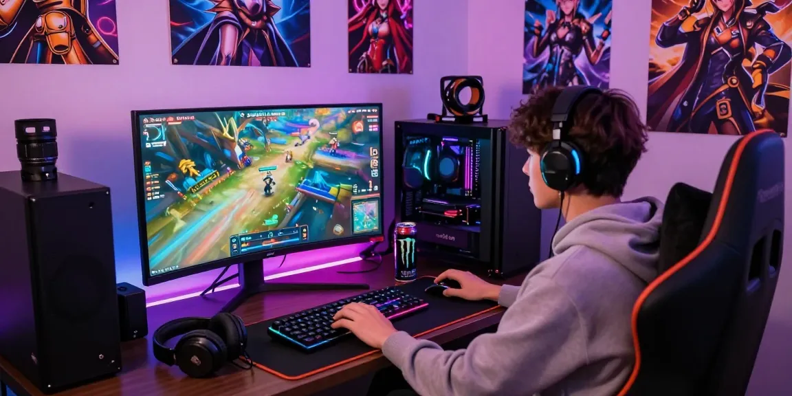 Engaging scene of a character immersed in a trans hentai game in a vibrant gaming room.