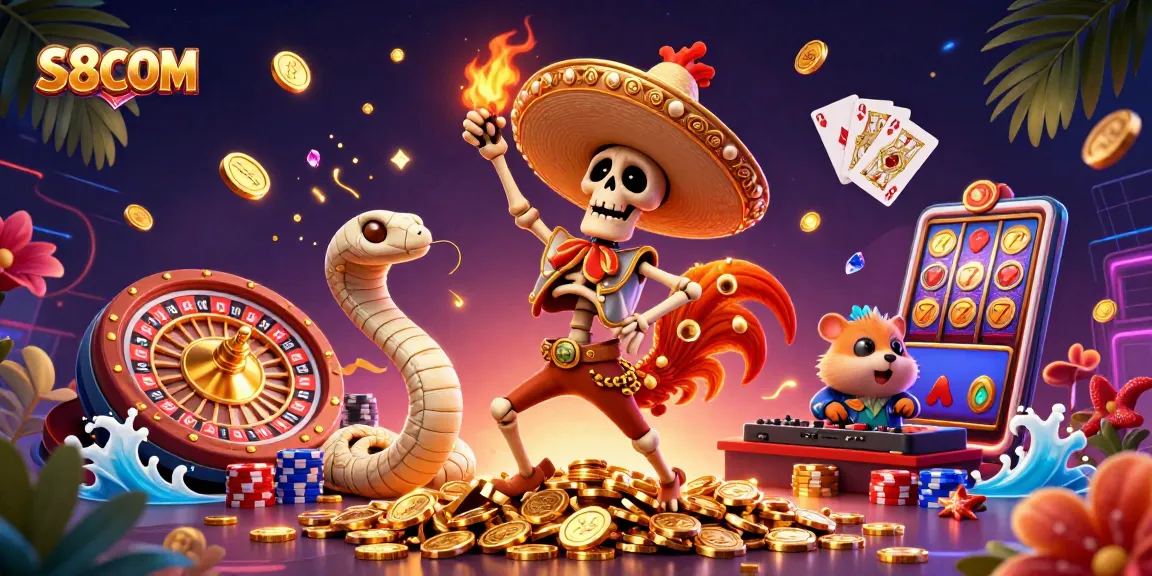 Experience thrilling gameplay with S8COM, featuring vibrant characters and dynamic casino elements.