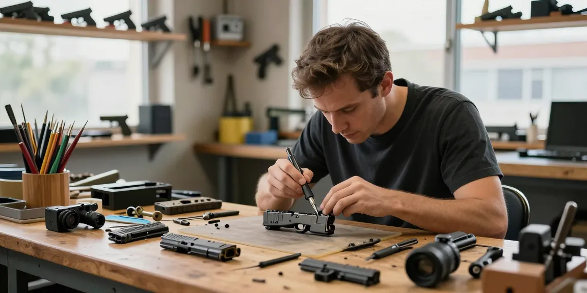 Custom Glock slide assembly process at https://precisionglockslides.com showcasing expert craftsmanship.