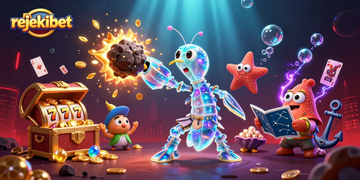 Spin and win with rejekibet in this vibrant 3D casino-themed illustration packed with exciting gaming elements.