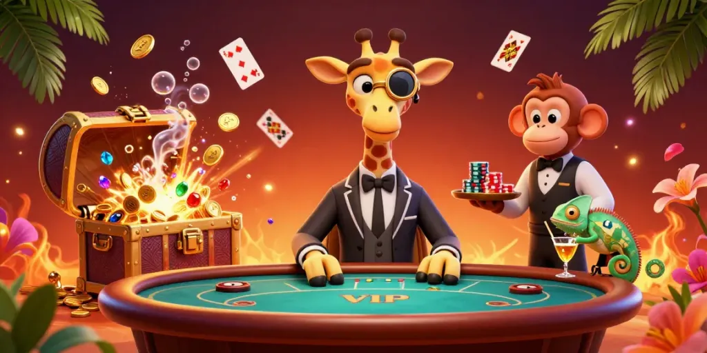 KUWIN players celebrating a win at a vibrant online casino table with colorful game elements.