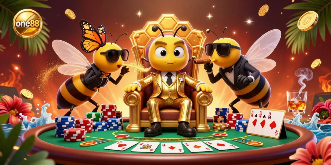 one88 showcases a vibrant poker scene with characters, chips, and action in dynamic style