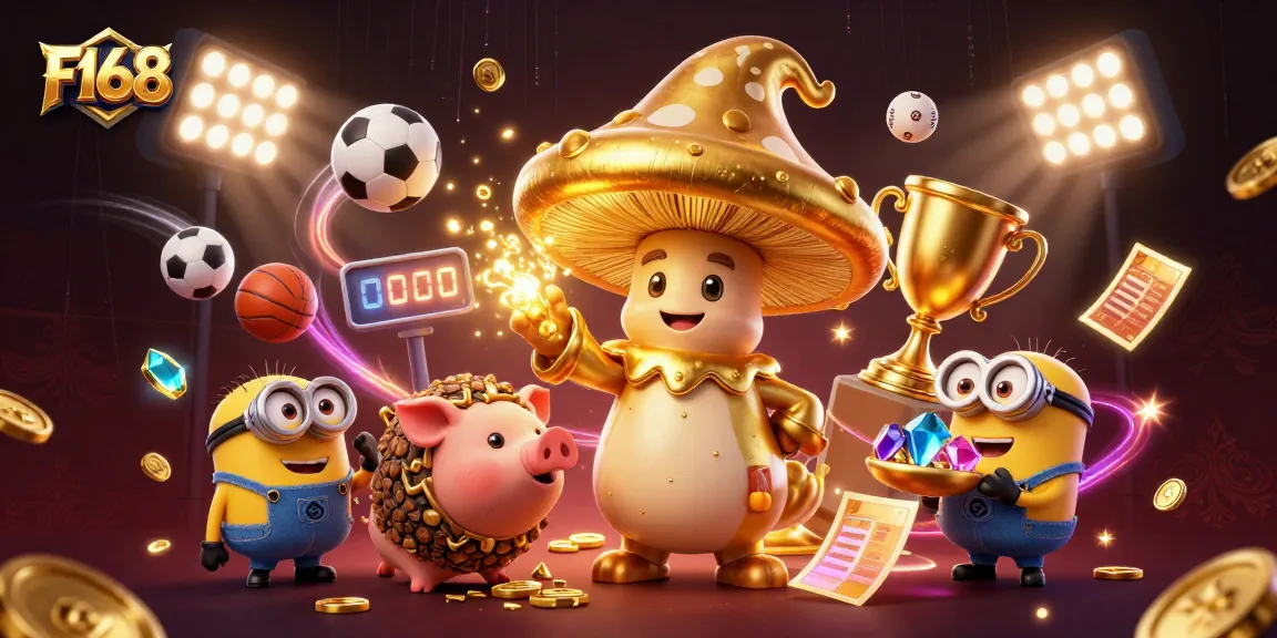 Experience F168's magical sports betting world with dynamic elements and golden treasures.