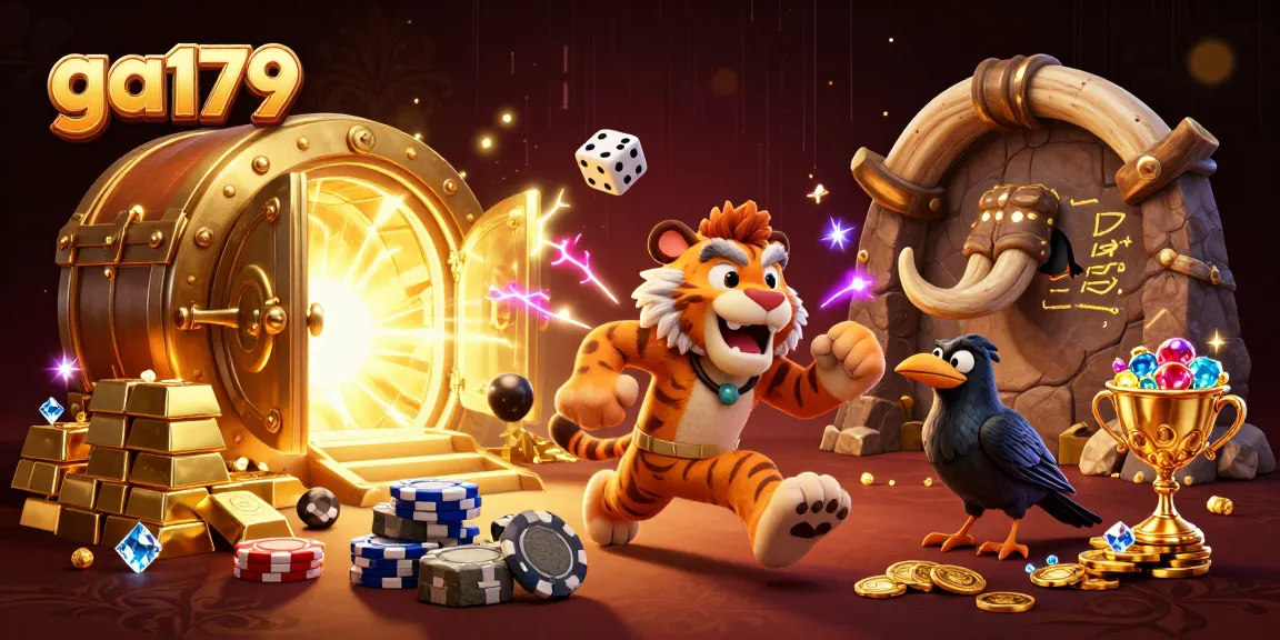 Experience the thrill of ga179 with a caveman duo running a vibrant prehistoric casino.