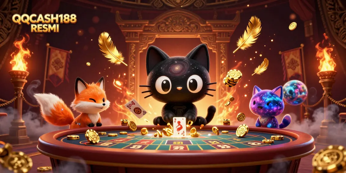 Experience thrilling gaming with QQCASH188 RESMI in a cosmic casino scene featuring dynamic characters.