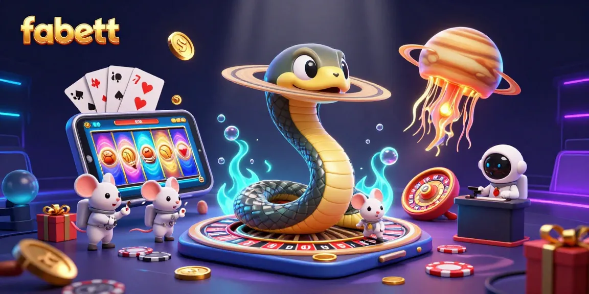 fabett showcases an engaging 3D casino scene with unique cosmic graphics and lively game elements.